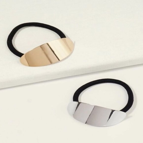 3/$25 LIMITED TIME ONLY silver & gold Elastic Band Hair Accessory ties - Picture 3 of 3
